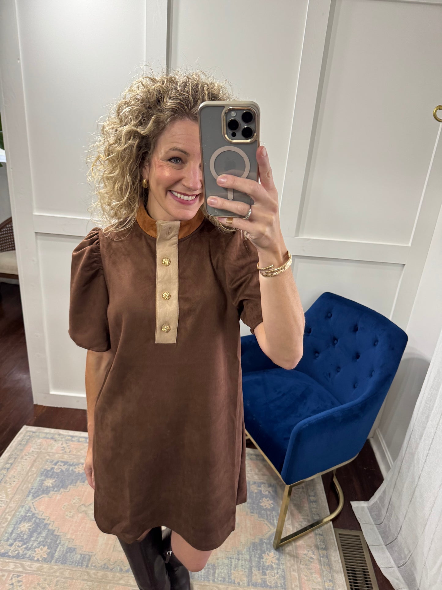 Brown shades suede dress