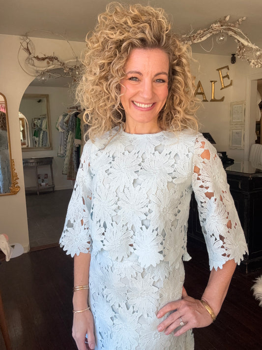 Baby blue lace top