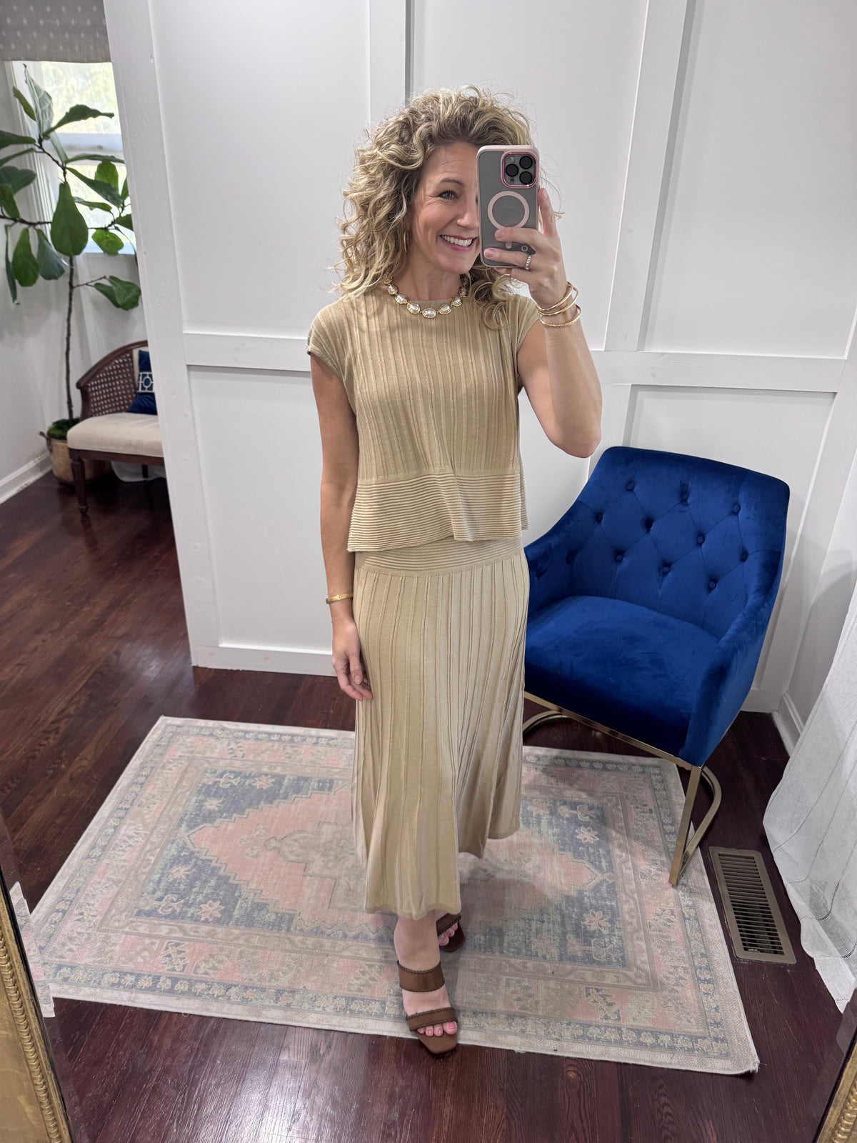 Tan  layered sweater dress
