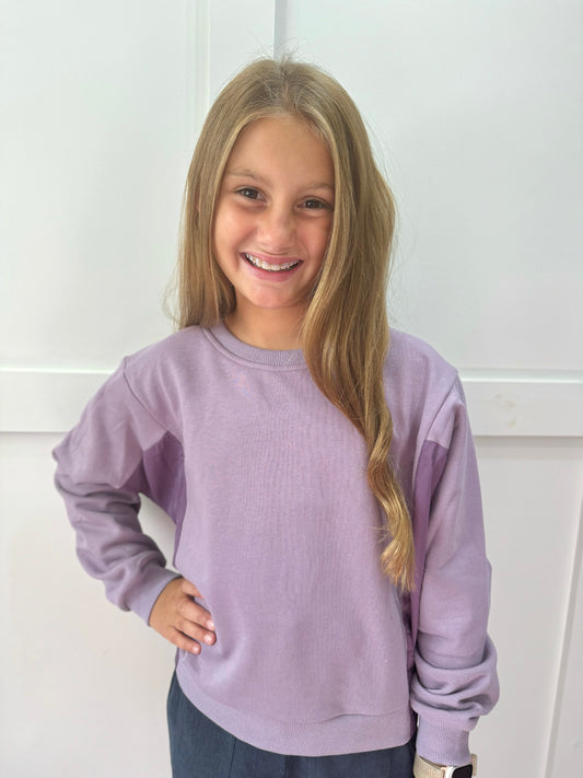 Tween lavender crewneck pullover