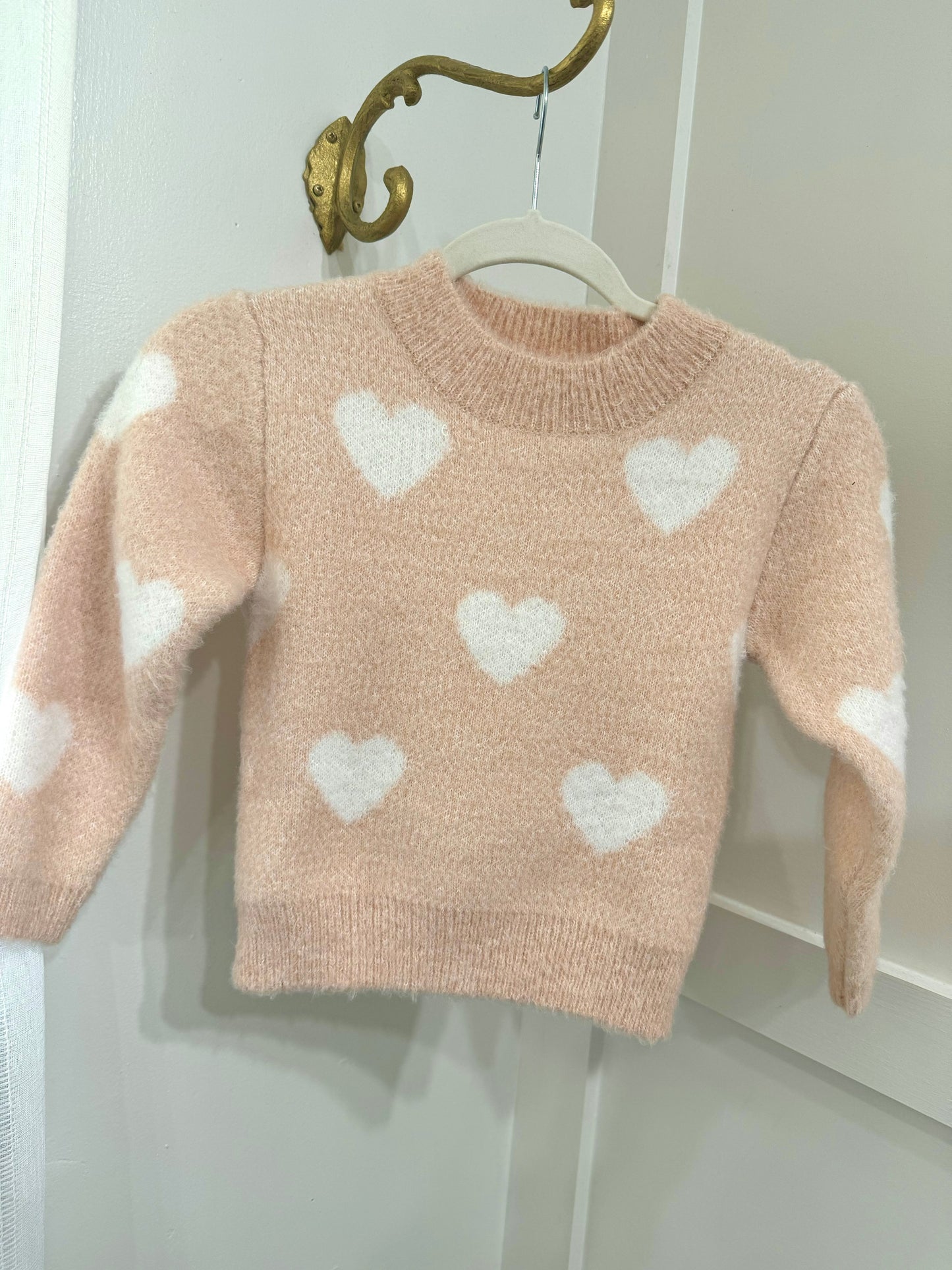 Tween blush heart sweater