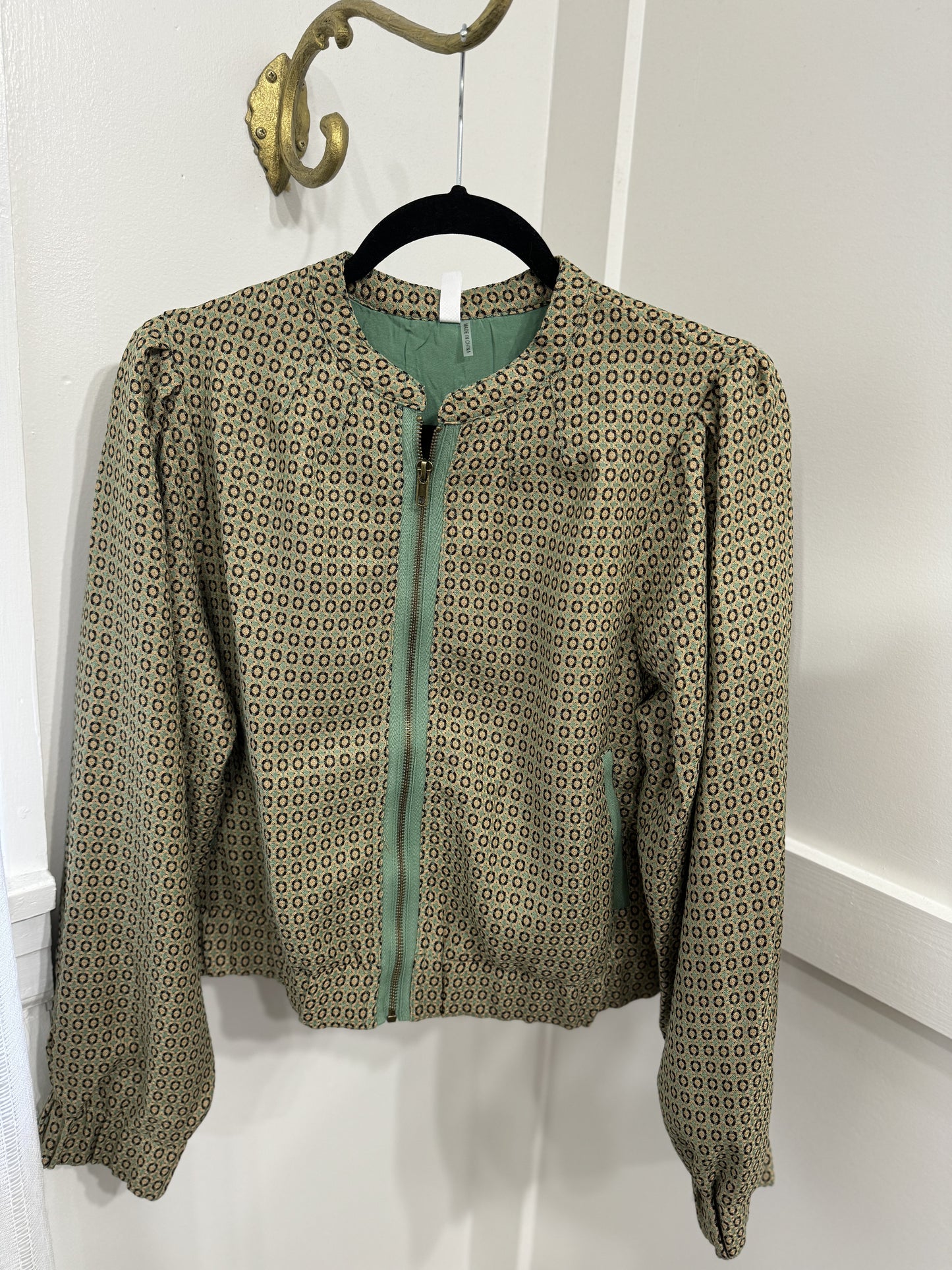 Green medallion bomber jacket