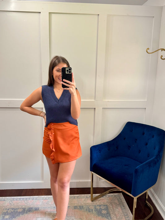 Rust orange wrap skirt