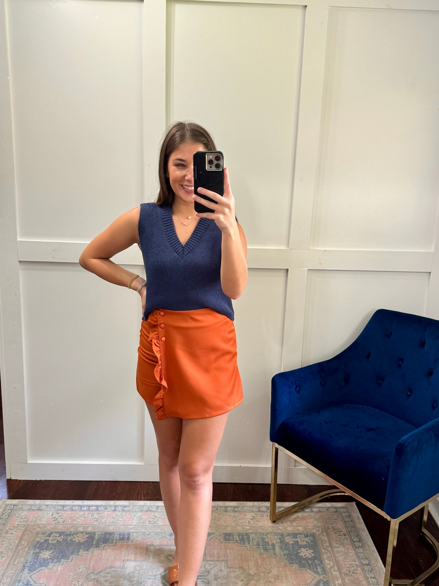 Rust orange wrap skirt