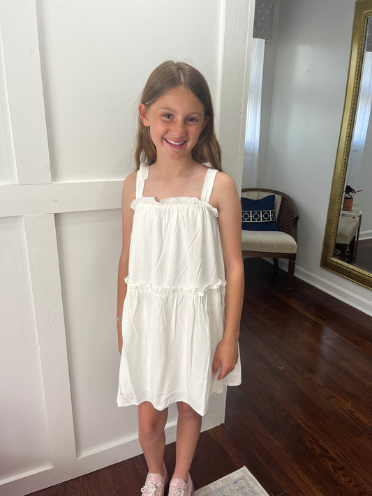 Sugarloaf white tiered dress- tween