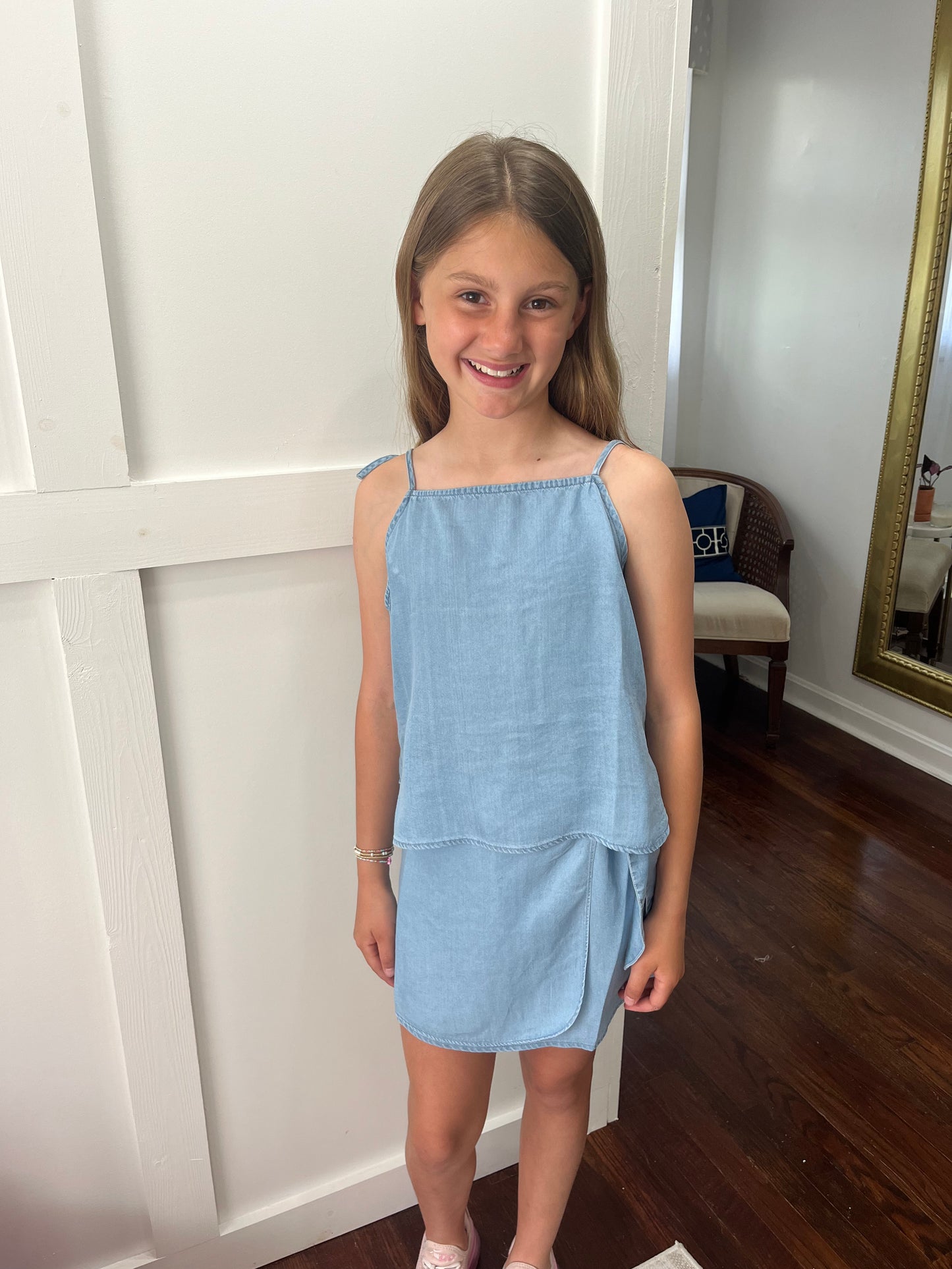 Chambray wrap skirt- tween