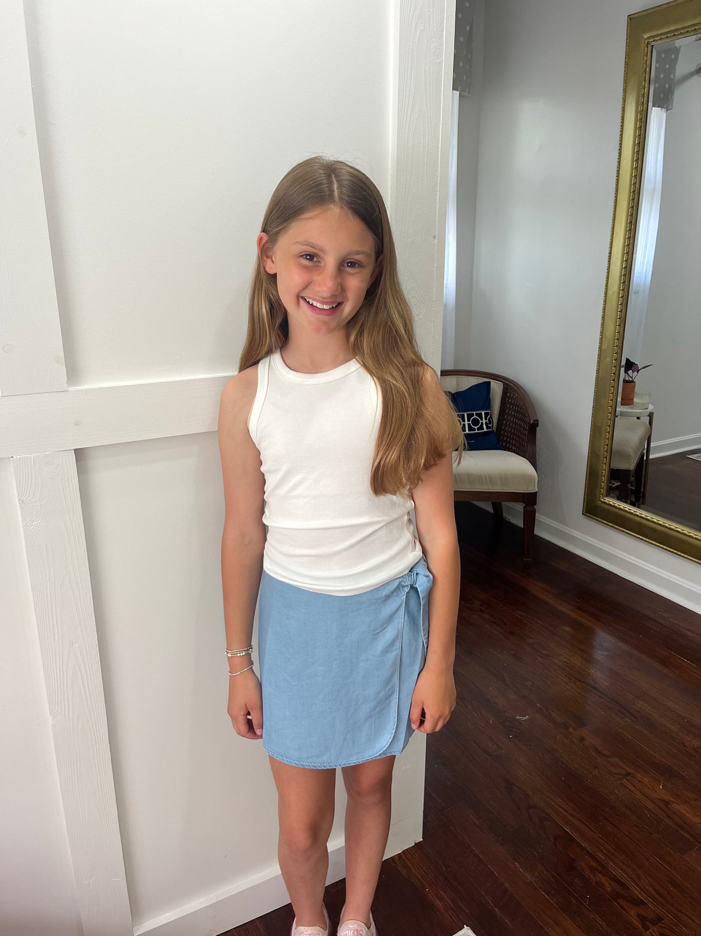 Chambray wrap skirt- tween