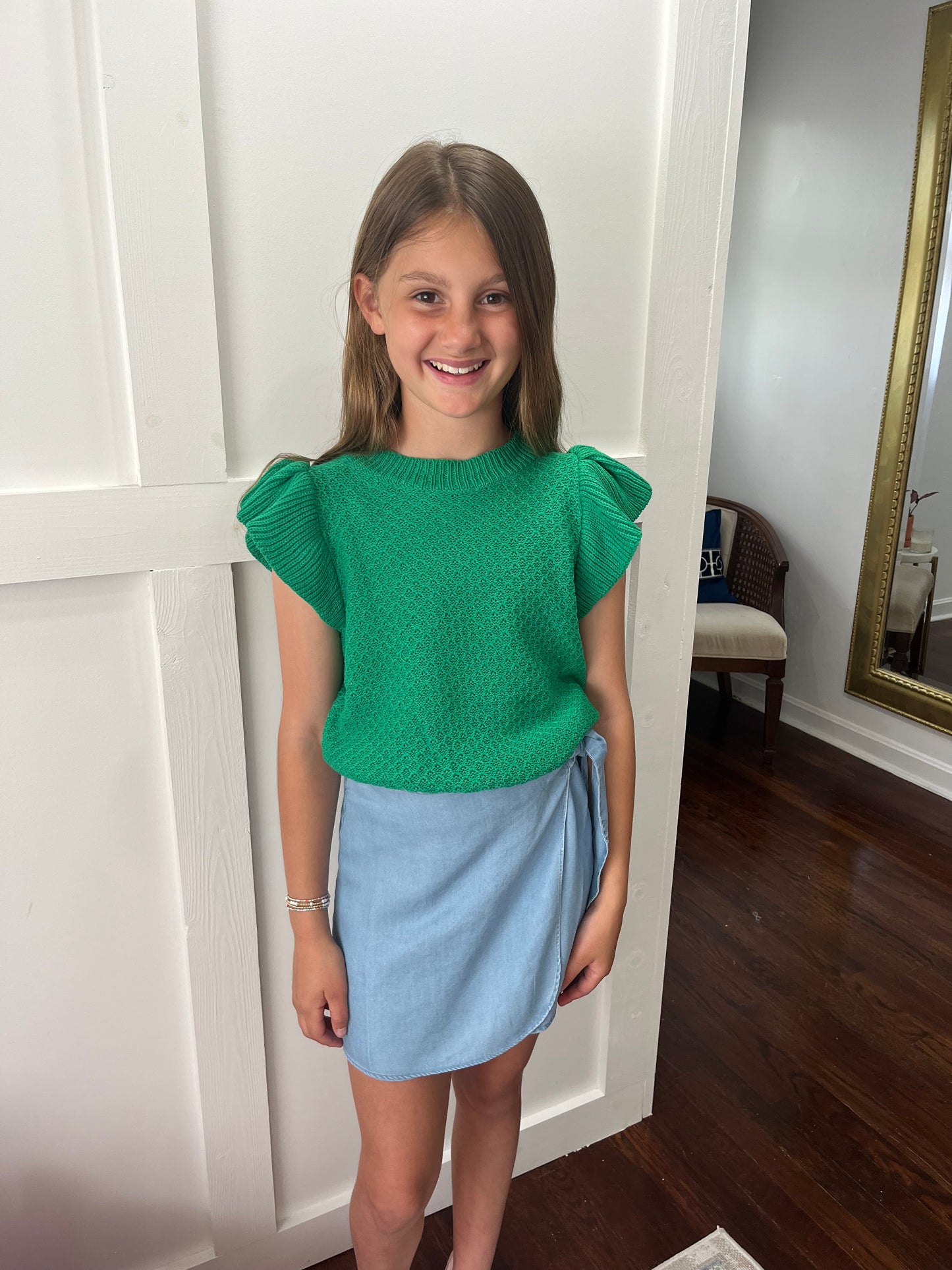 Chambray wrap skirt- tween