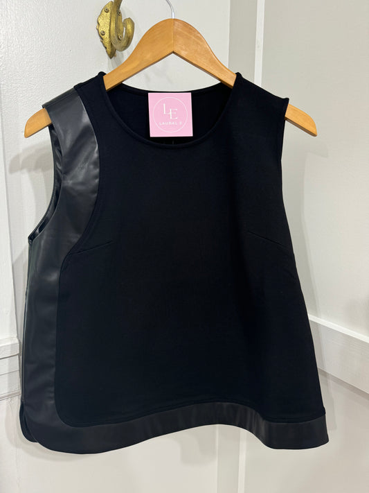 Black leather contrast top