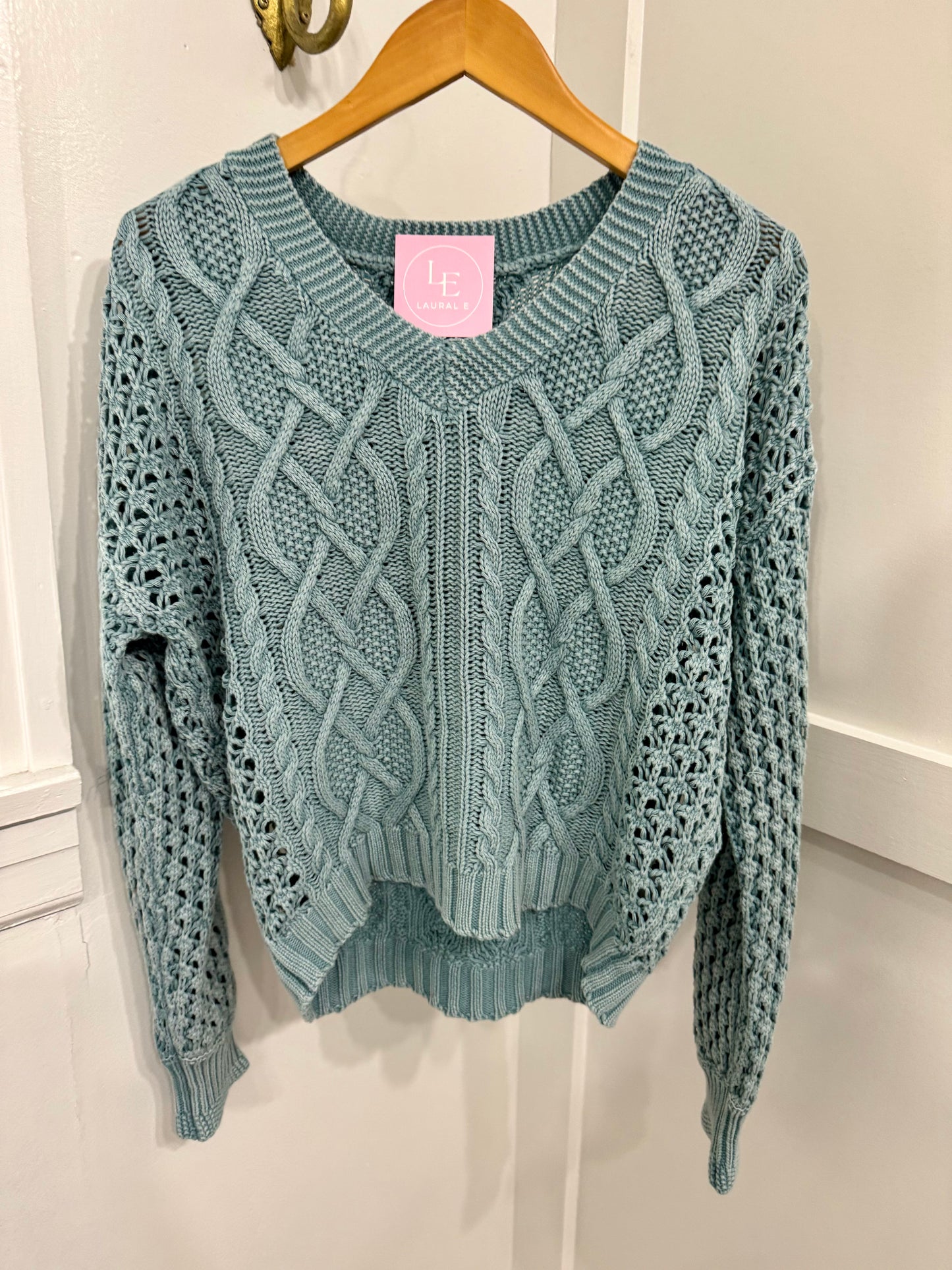 Claudia blue cable knit sweater