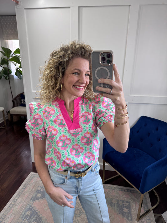 Pink daisy blouse