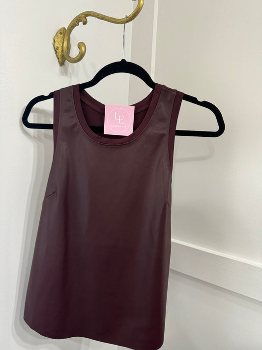 carmela wine faux leather tank