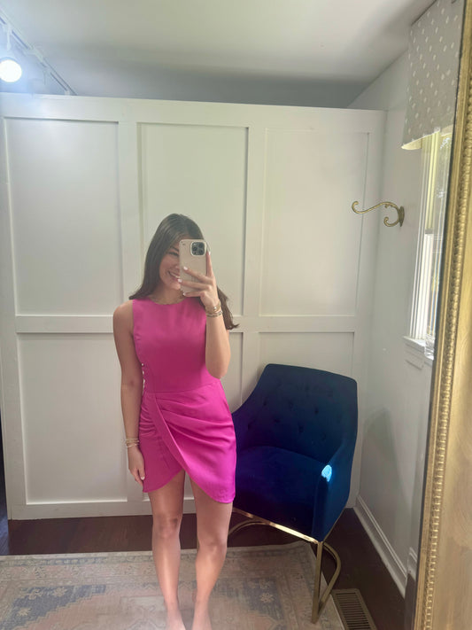 Magenta side cinch dress