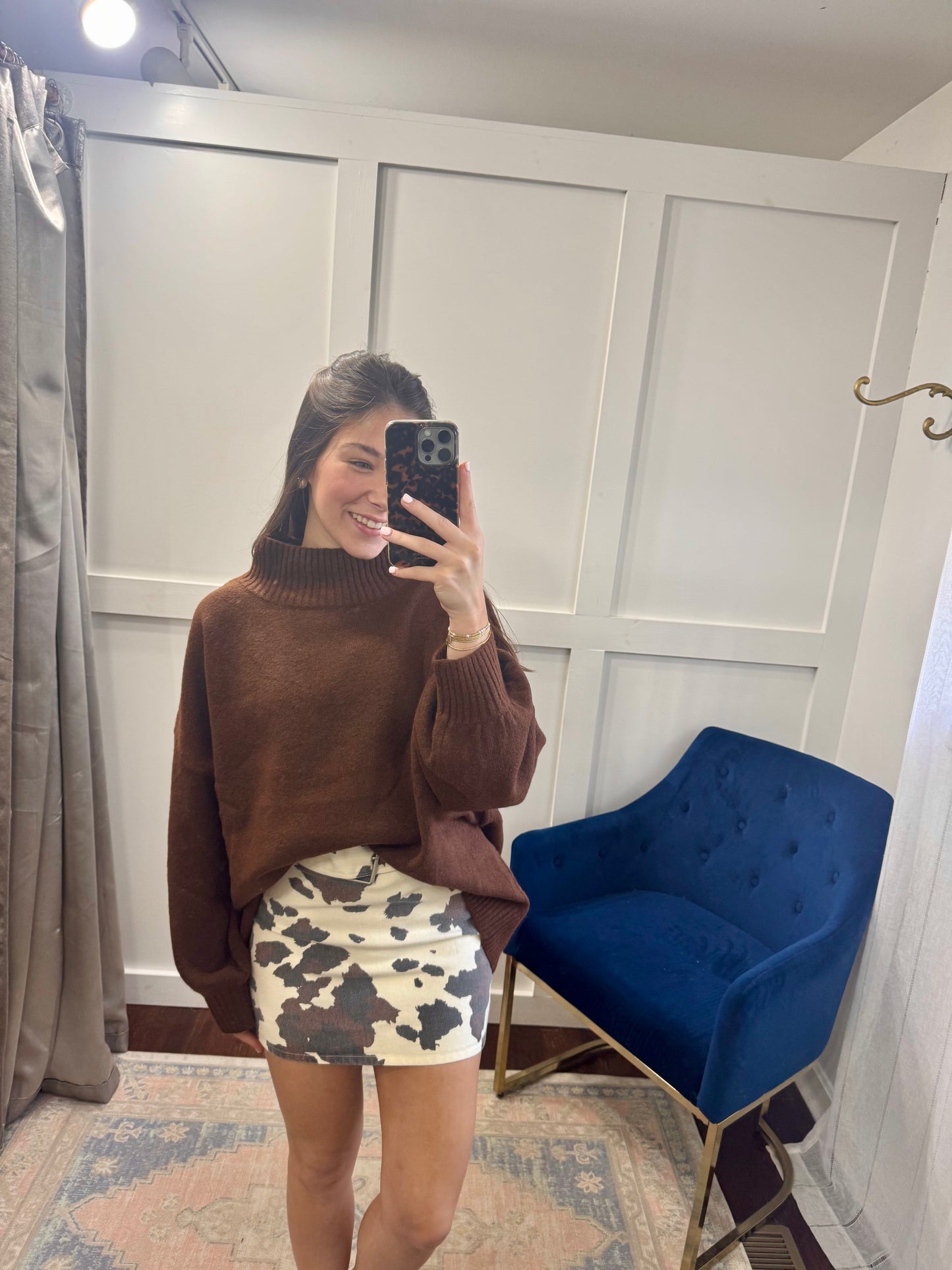 Dark cocoa mock neck sweater