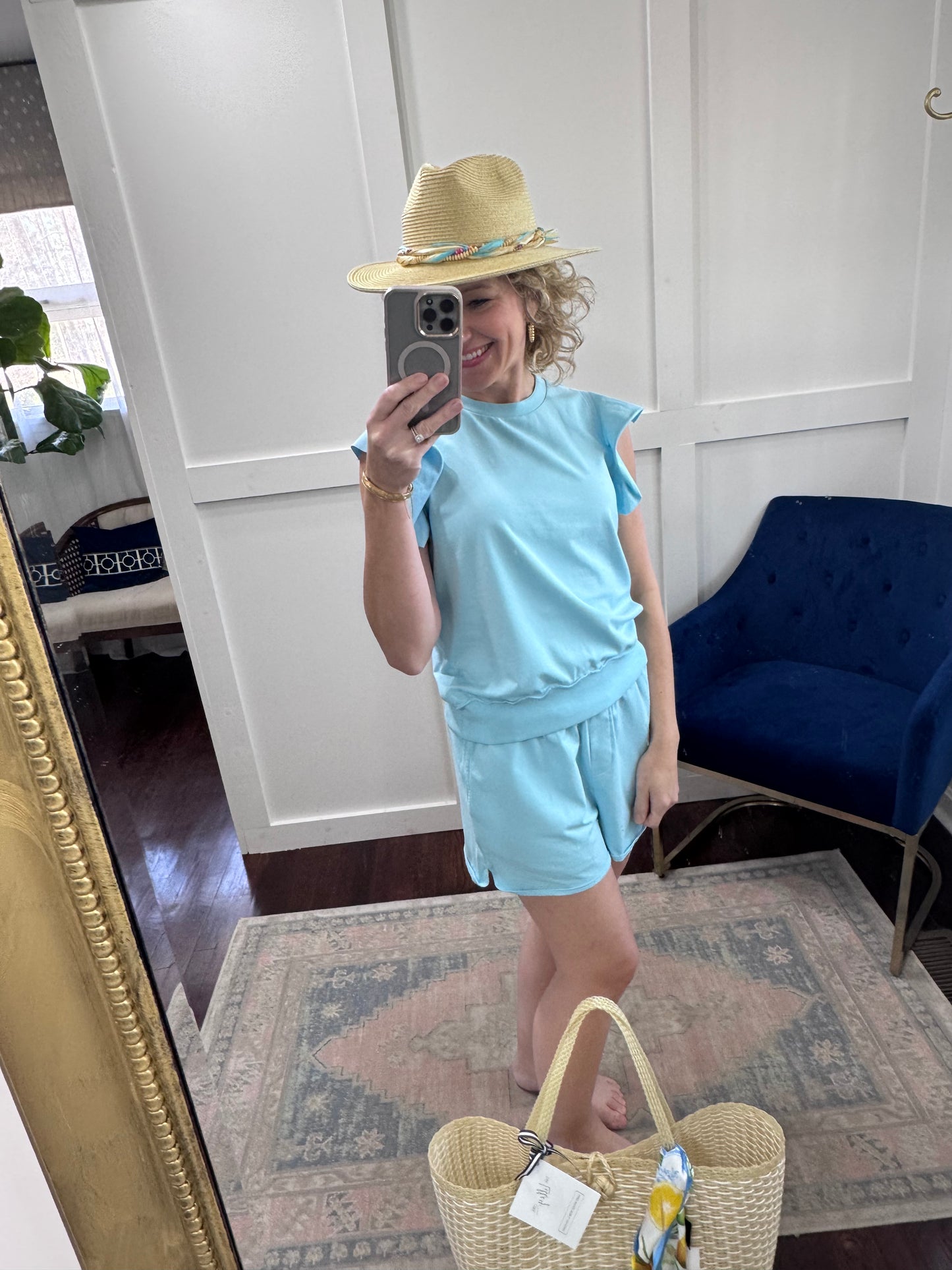 China milky blue shorts