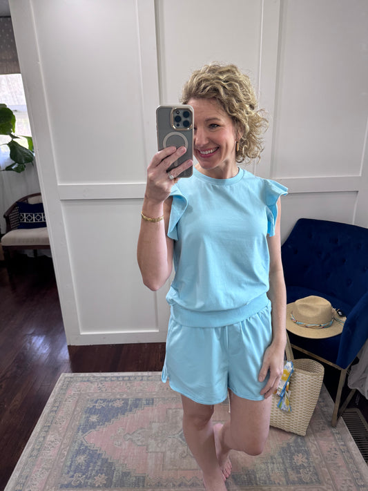 China milky blue shorts