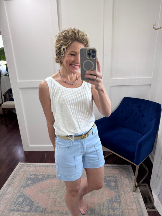 Dakota white pleated tank