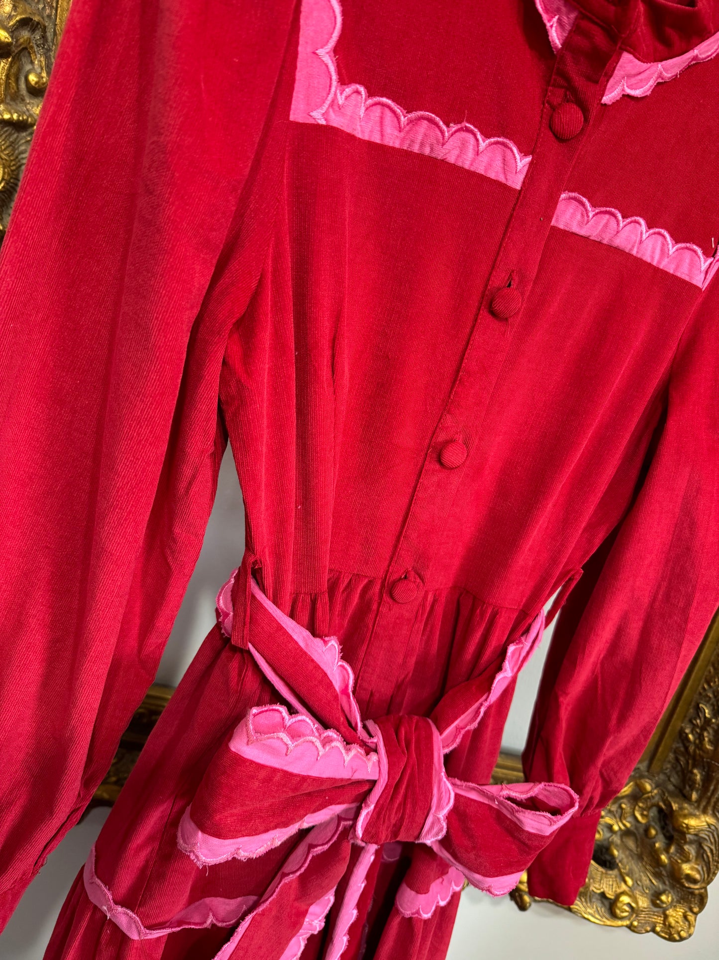 Red pink corduroy dress