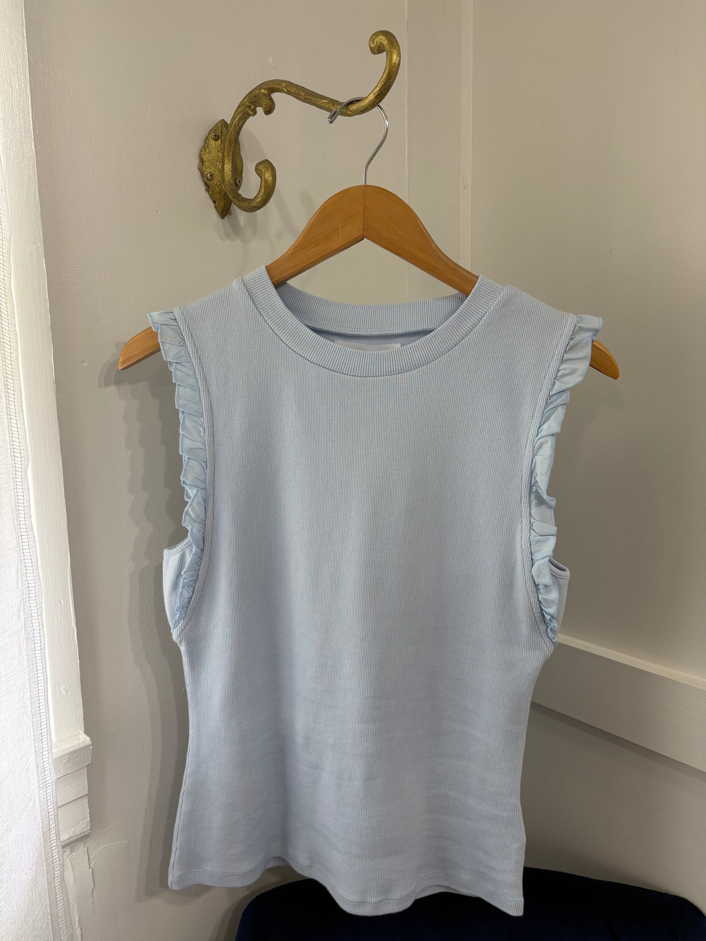 Bridget ribbed tank with ruffle trim