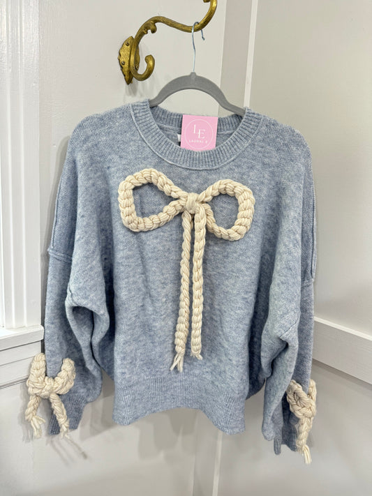 Blue Grey bow sweater