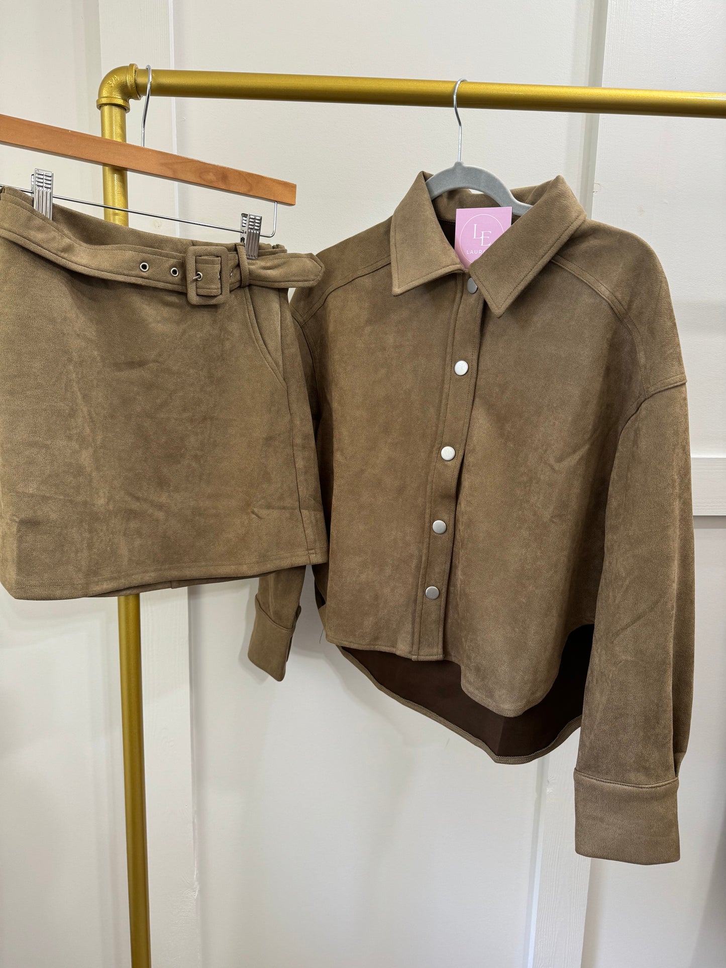 Tuscany olive suede jacket top