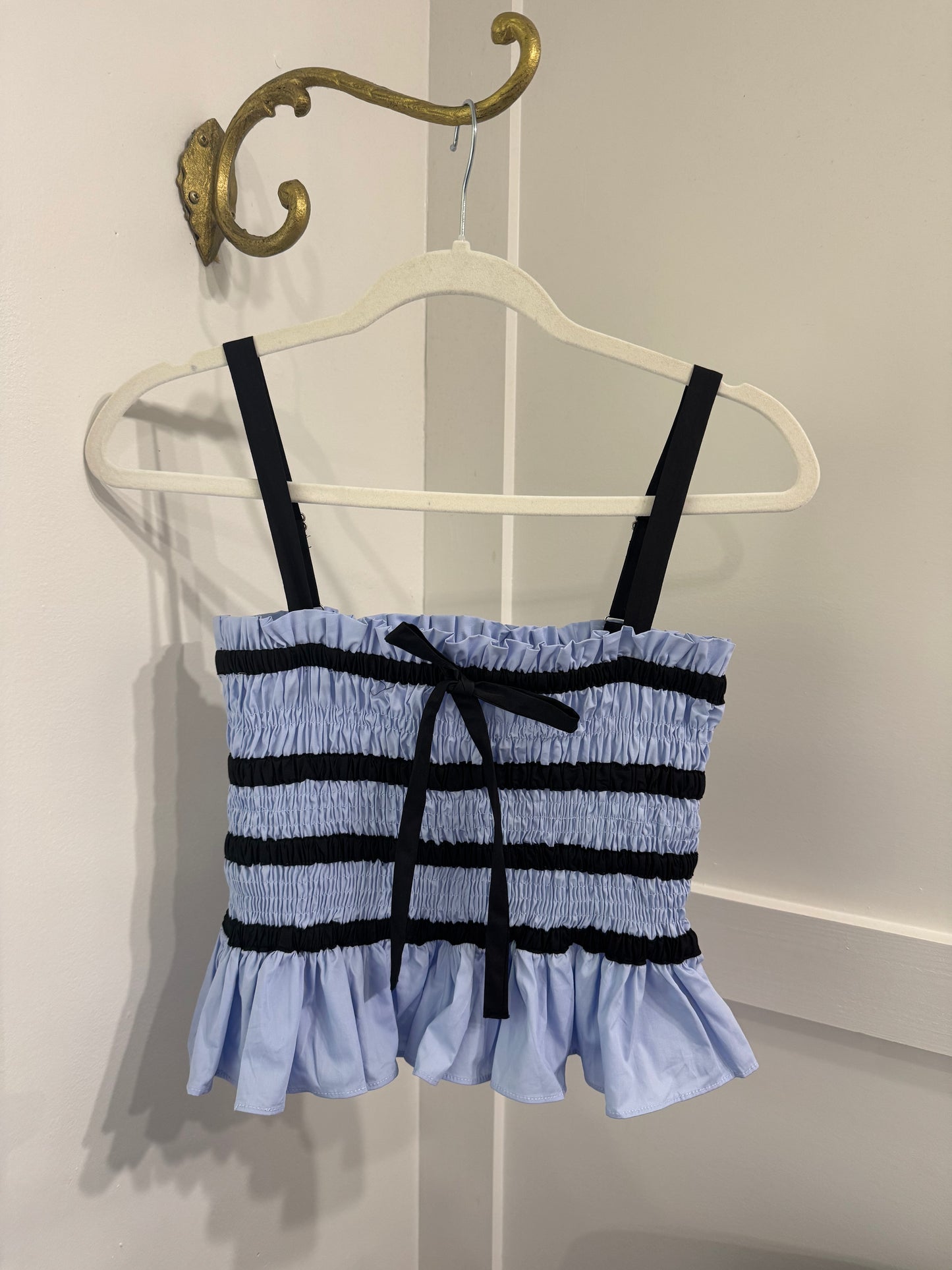 Blue and navy smocked top