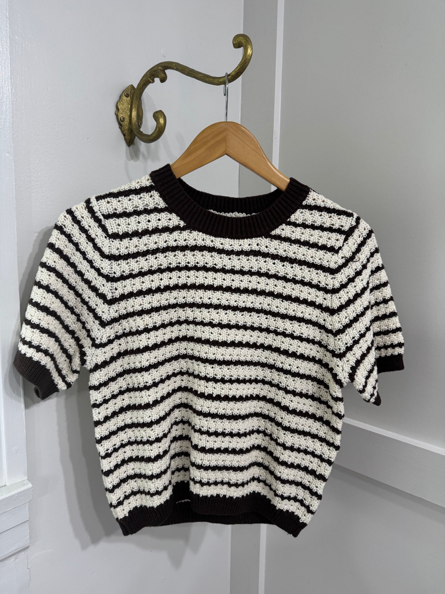 Chocolate ivory stripe sweater