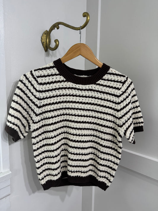 Chocolate ivory stripe sweater
