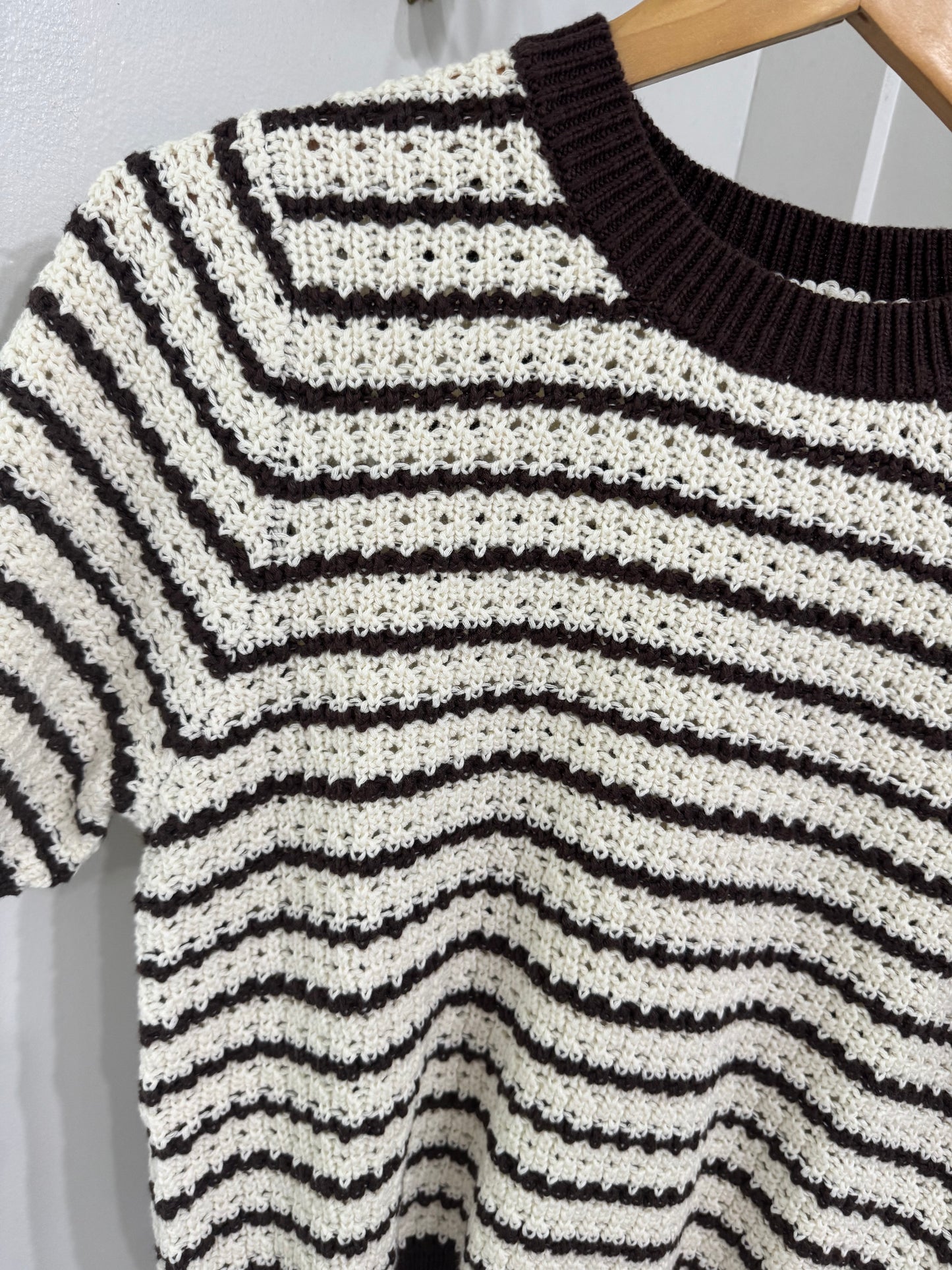 Chocolate ivory stripe sweater
