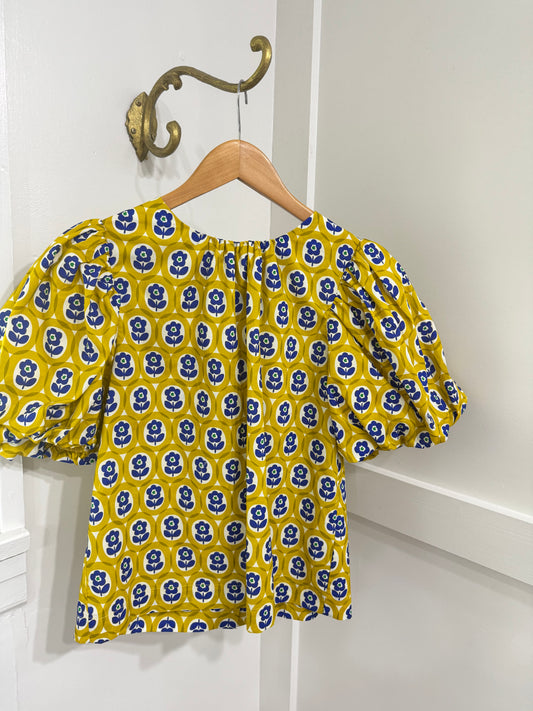 Yellow and blue flower top