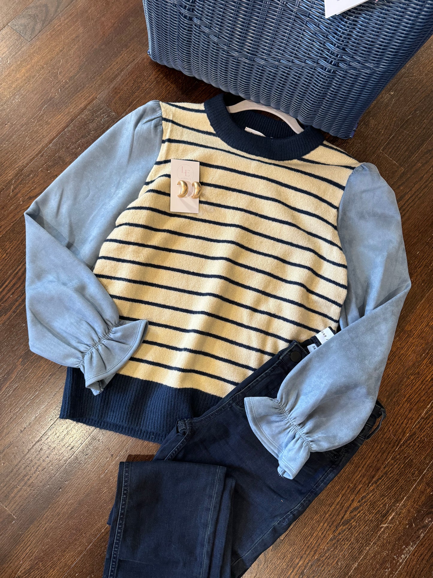 Slate Cream Blue stripe sweater