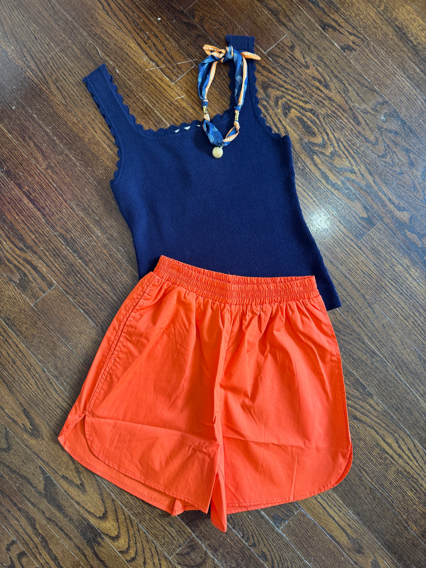 Poppy orange cotton shorts
