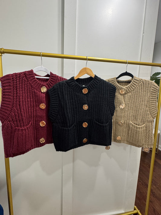 Gold button front sweater