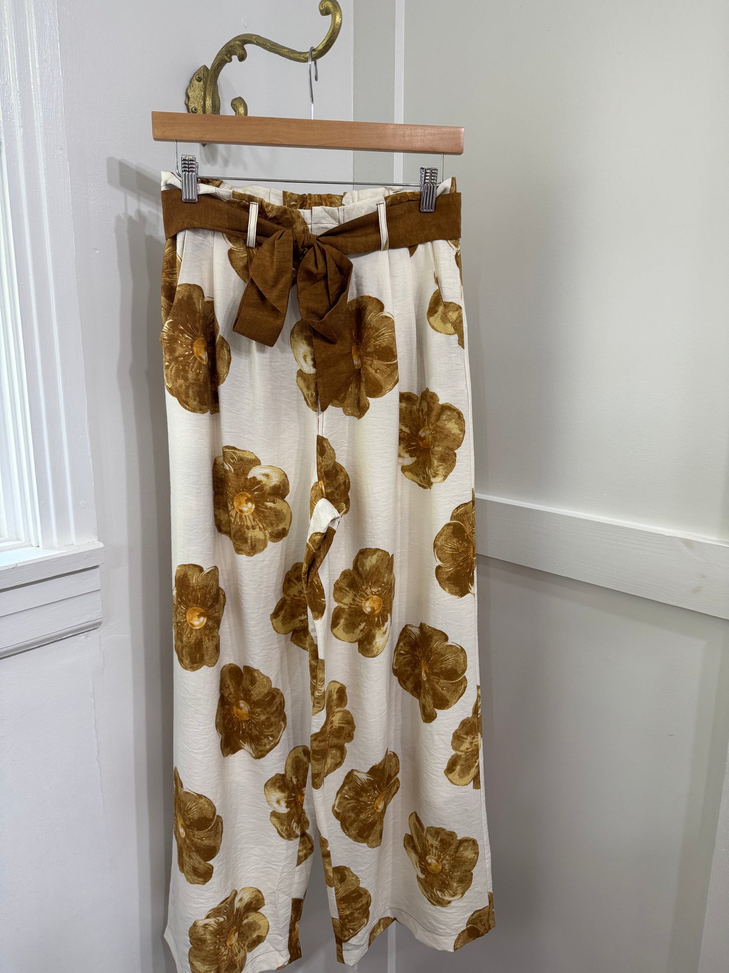 Taupe flower power pants