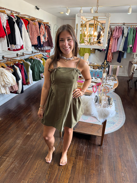 Bow back tie dress