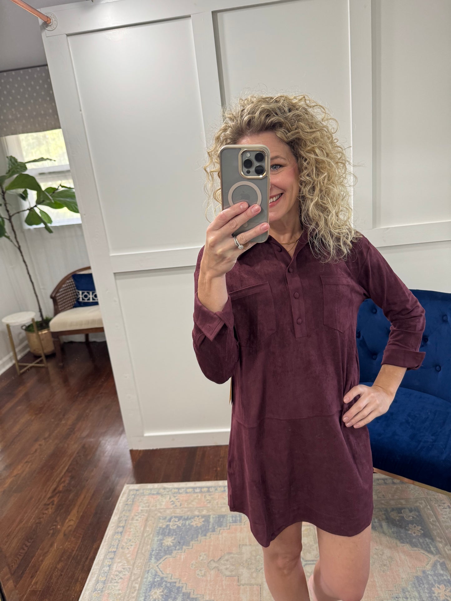 Port burgundy suede dress