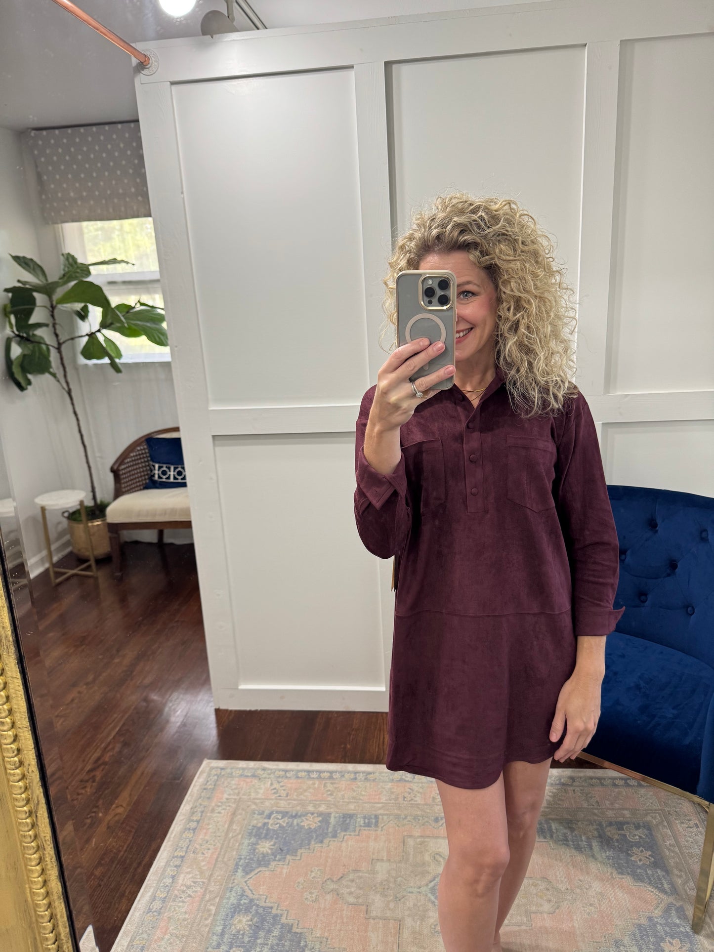 Port burgundy suede dress