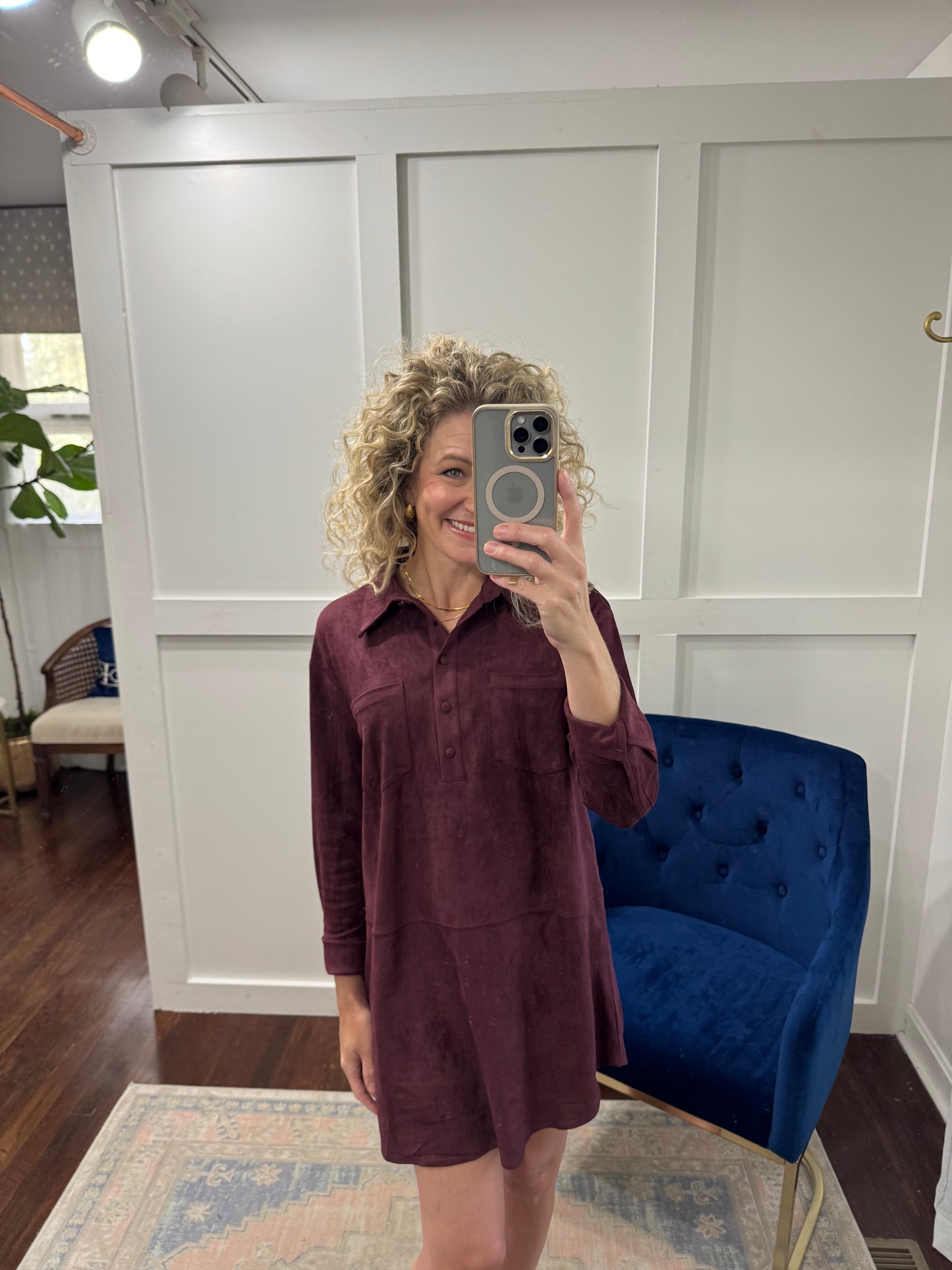 Port burgundy suede dress
