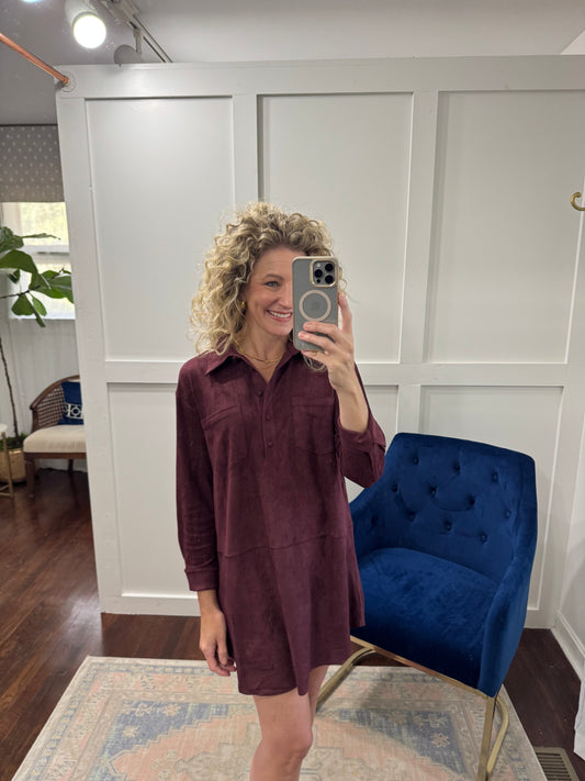 Port burgundy suede dress