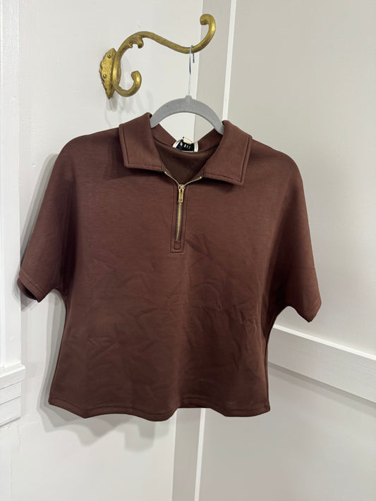Cocoa quarter zip top