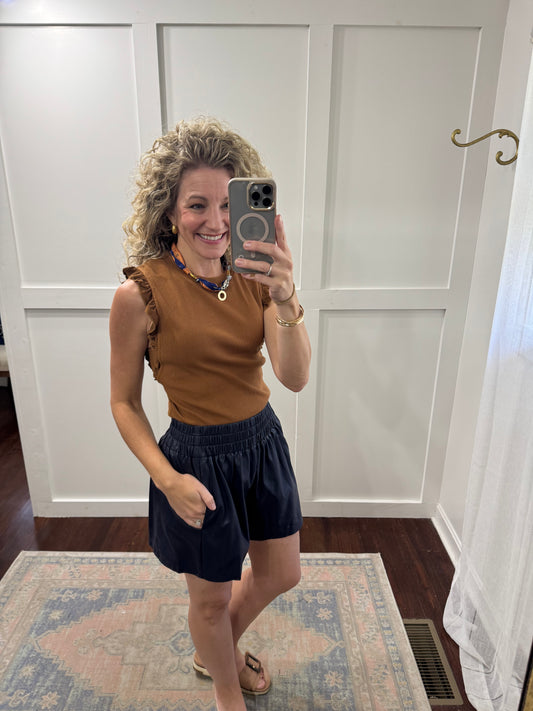 Bridgette suede ruffle top