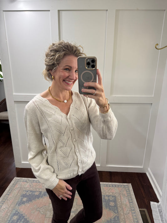 Ecru cardigan sweater