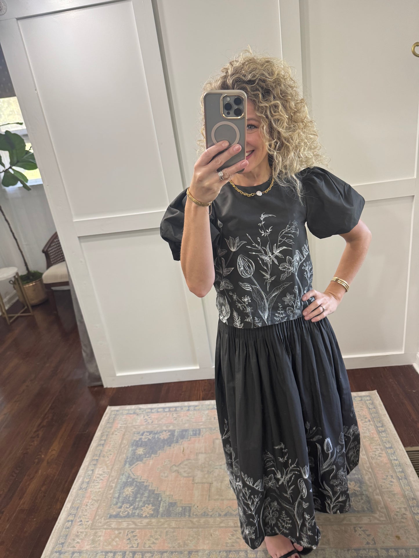 Charcoal floral blouse