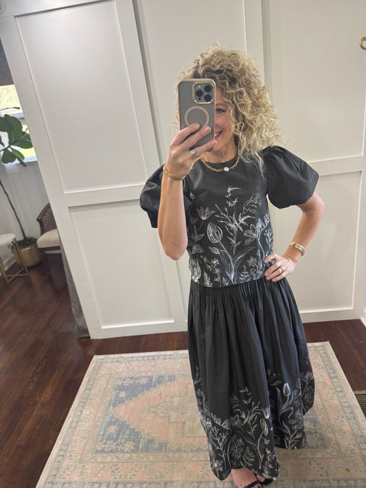 Charcoal floral blouse