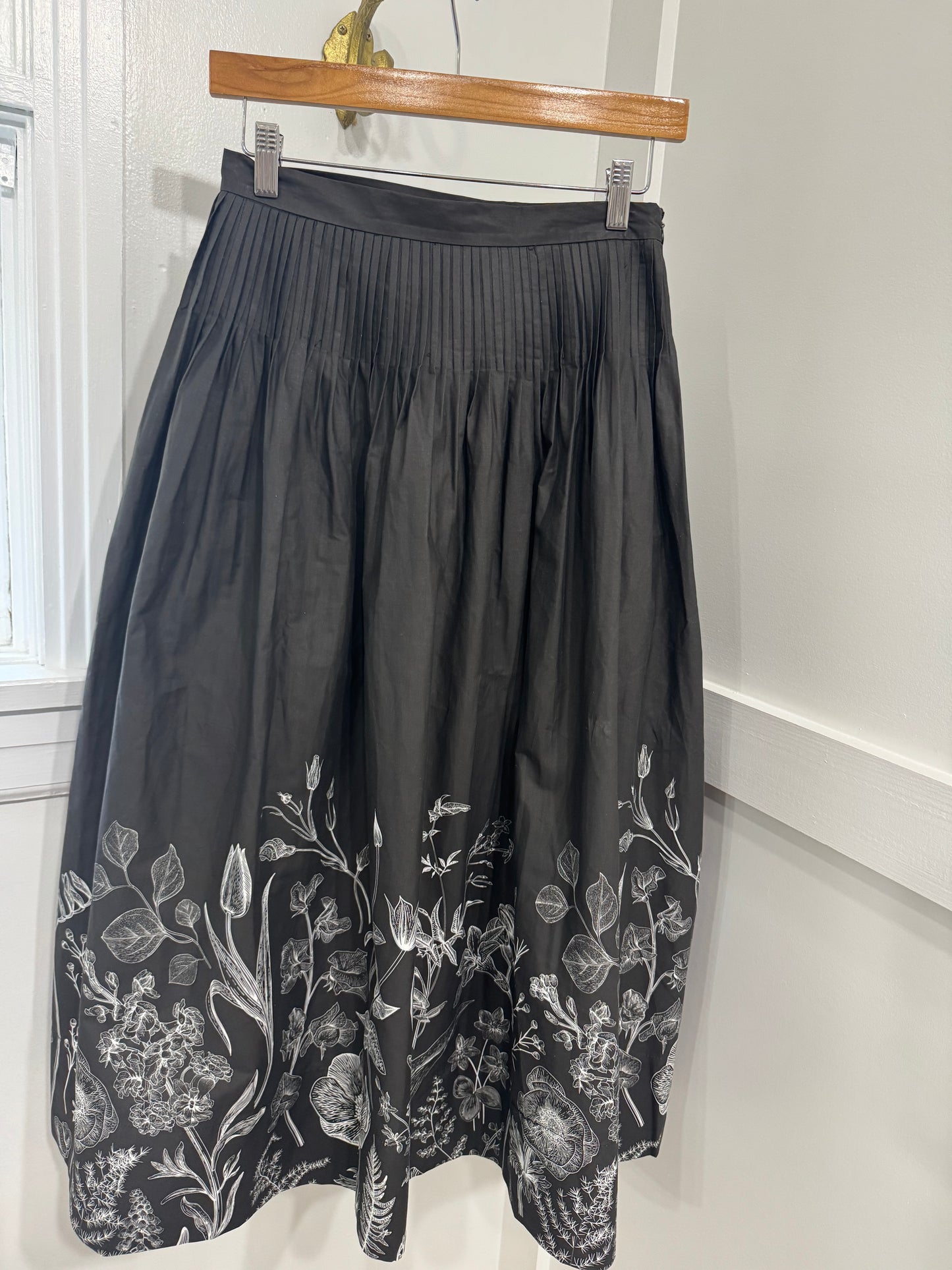 Charcoal floral midi skirt