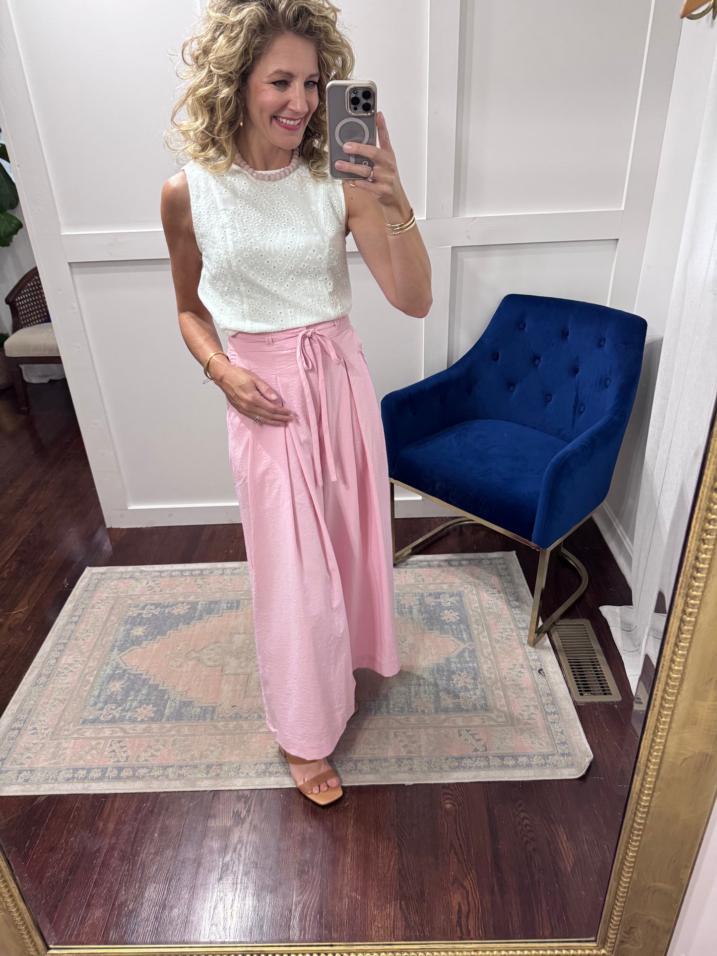 Pink pleated pants