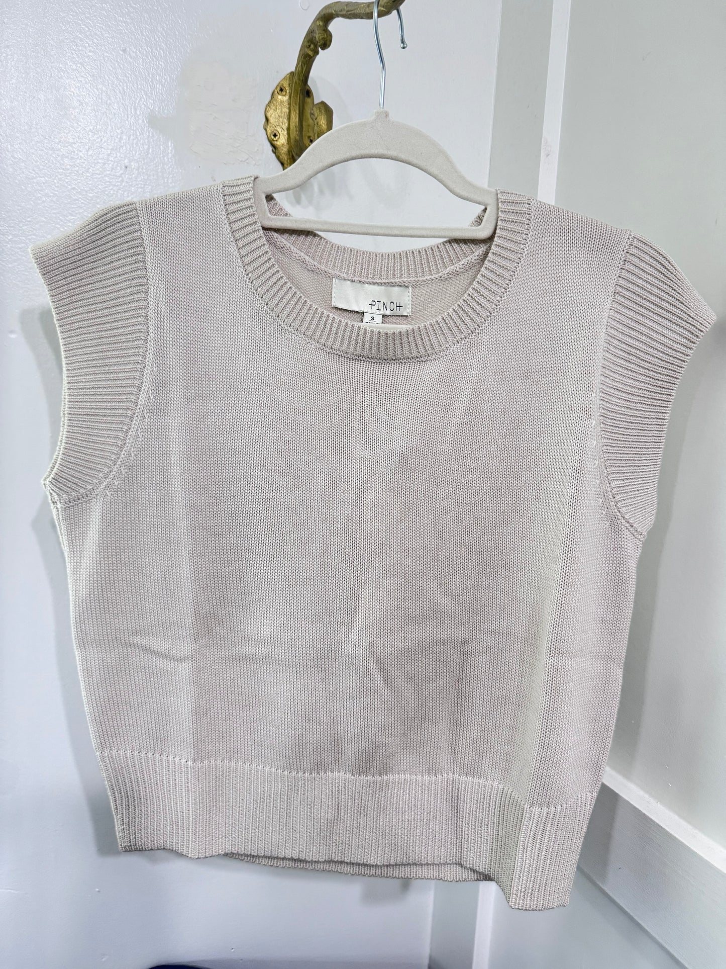 Taupe sand cap sleeve sweater