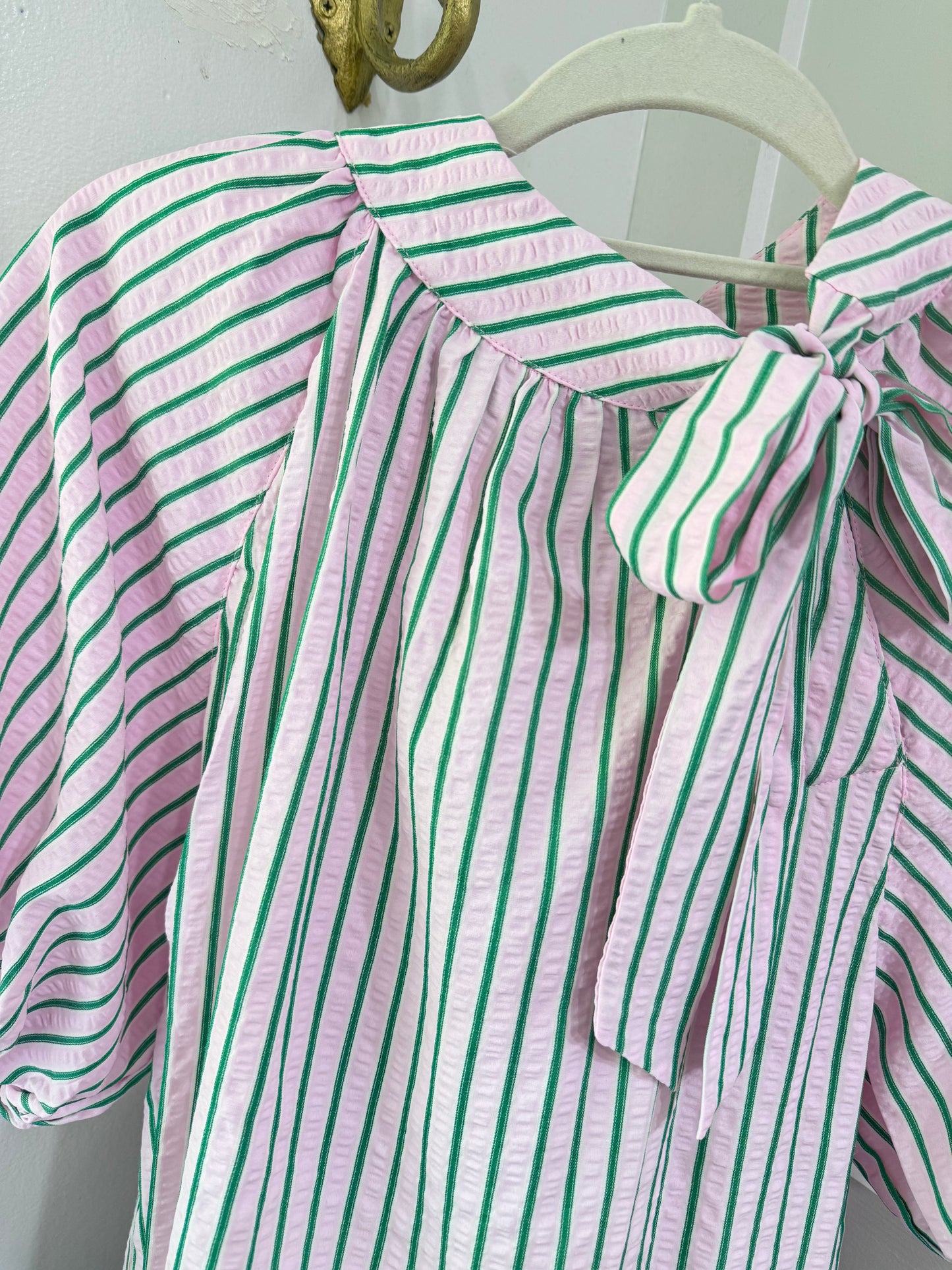 Light pink with green stripe top
