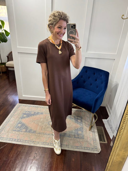 Chocolate midi scuba dress