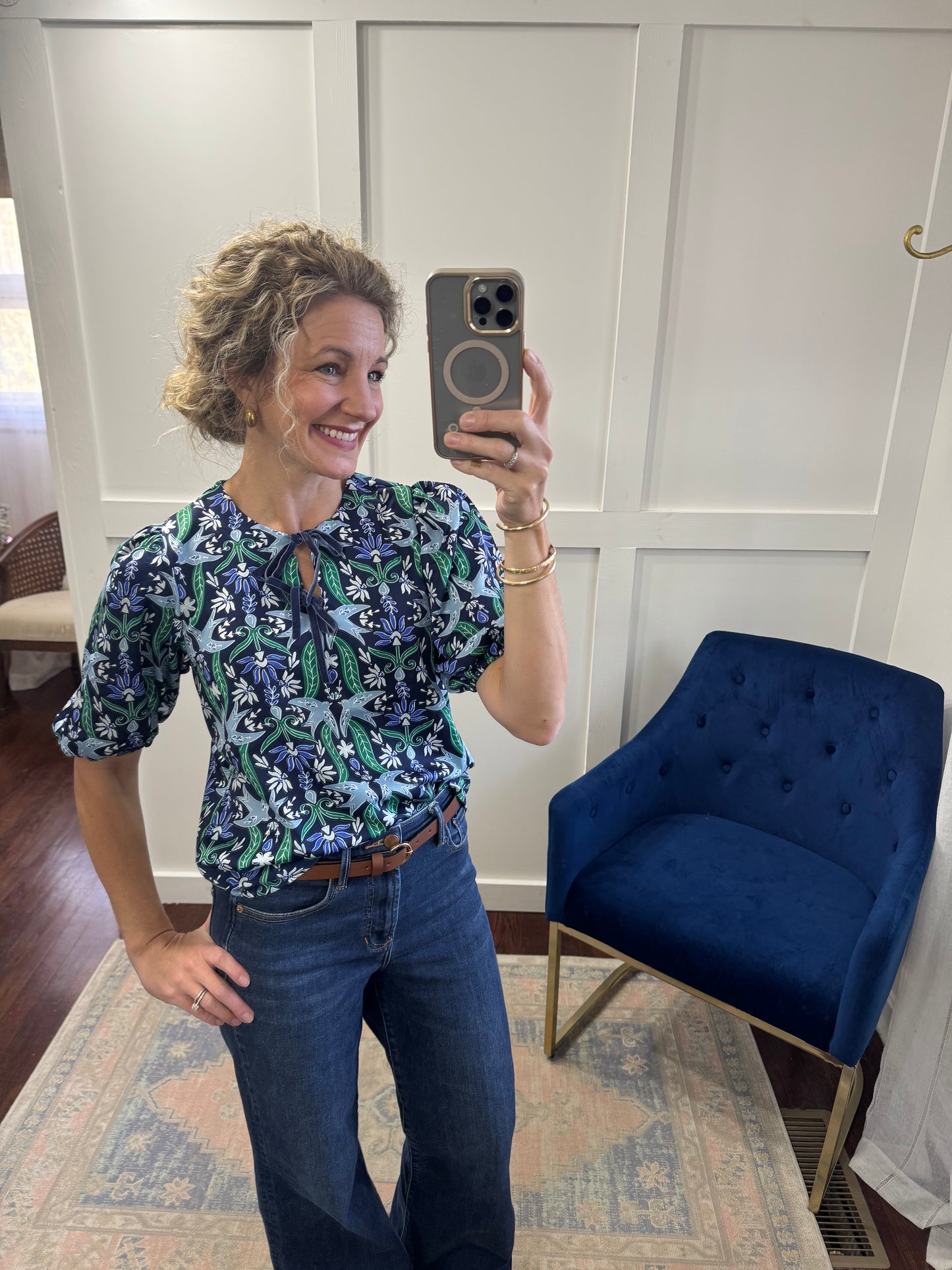 Navy gossamer wings top